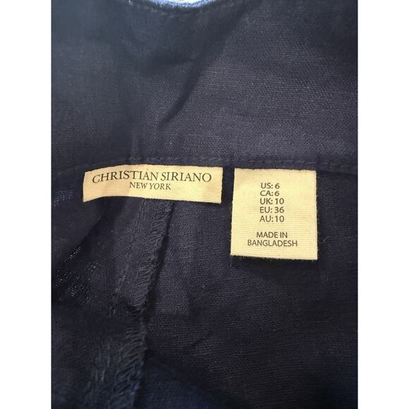 Christian Siriano Linen Blend Wide Leg Trouser Pants Size 6 Navy Blue NWT - Picture 8 of 9